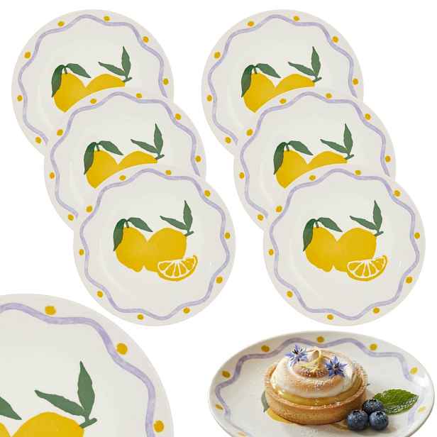 Komplet 6 Dezertních Talířů 19 cm Fruity Lemon malé talířky nádobí