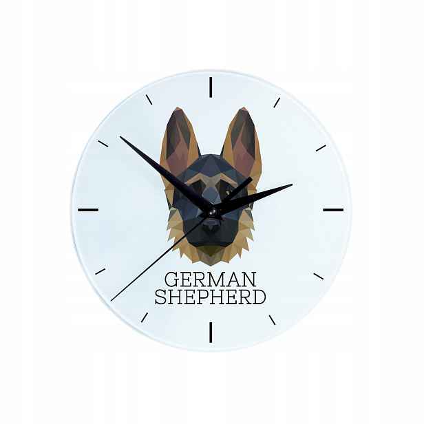 Německý skleněný závěsný nástěnný ovčák s geometrickým psem