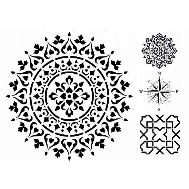 Omítací Šablona LuxBud pro Betonu Dekorativní vzor Mandala 92x92 cm