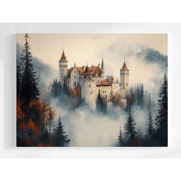 Plakát Architektura Zámek Palác Pevnost Hory Mlha 100x75