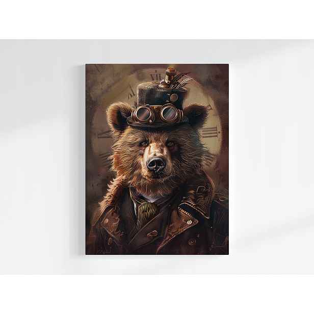 Plakát Portrét Medvěd Medvídek Steampunk Industrial 75x100