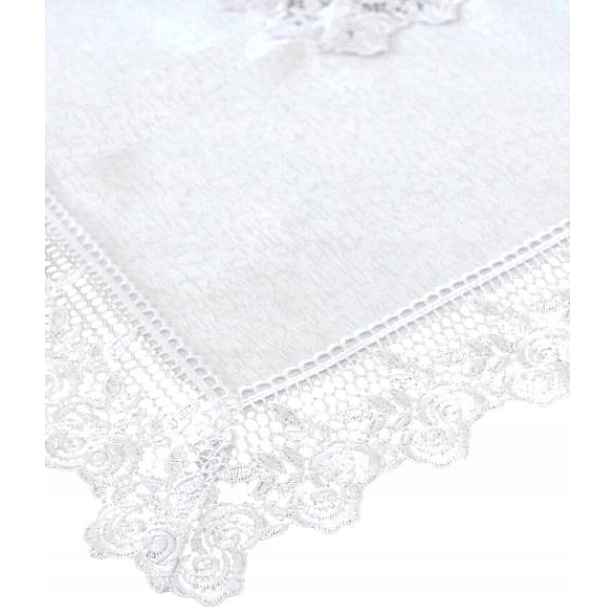 Ubrus S Gipiurou, Bílý, 150 X 260 CM, Elegantní, Odolný Vůči Skvrnám, Květiny