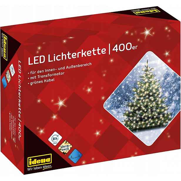 Vánoční Osvětlení Na Stromeček Led 400 Diod Teplá Bílá Časovač Venkovní Sváteční
