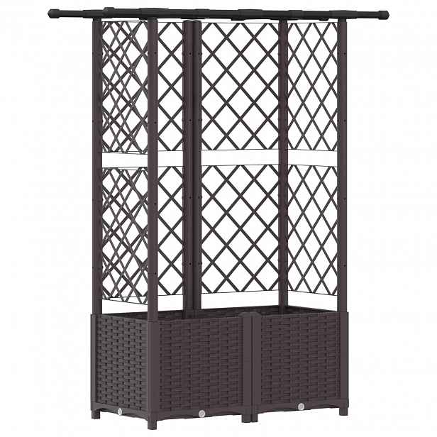 vidaXL Vyvýšený záhon s treláží a střechou Hnědá 124 x 40 x 136 cm PP