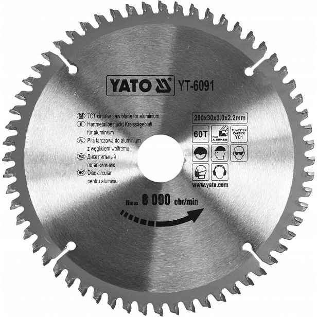 Vidiový Kotouč Na Hliník 200X60TX30MM Yato YT-6091