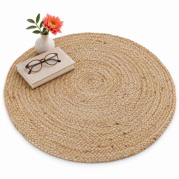 Relaxdays KOBEREC přírodní kulatý juta ručně tkaný 60 cm
