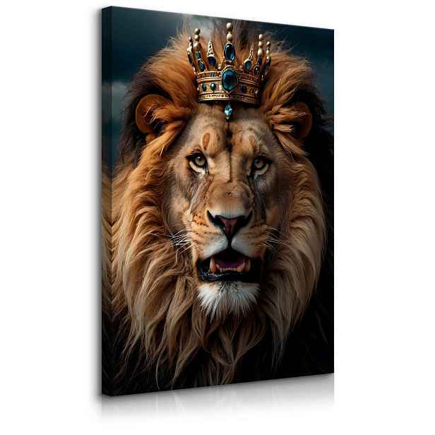 Muralo OBRAZ NA PLÁTNĚ Král Lvů Abstrakce 3D Efekt 40cm x 60cm