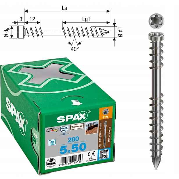 Šrouby Spax 5 x 50 mm 200 ks