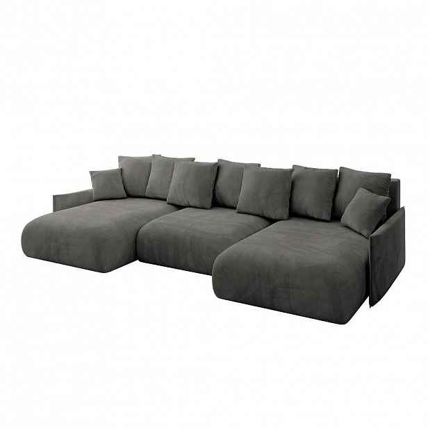 ALTDECOR SEDACÍ SOUPRAVA s funkcí lůžka a úložným prostorem pod postelí ONESK-U-v1 317x177x72 tmavě šedá varianta veluru