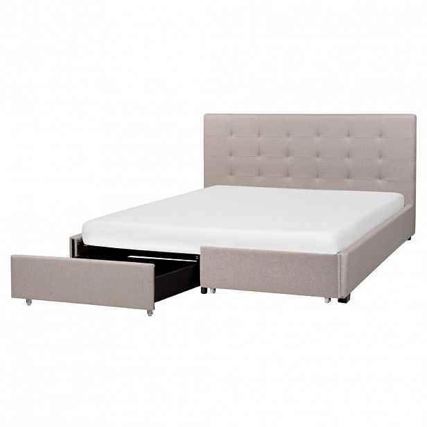 Beliani POSTEL 160/200 cm Světle šedá La Rochelle