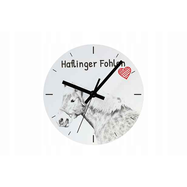 Kůň Haflinger hříbě, hodiny s koněm, závěsné a stojící, personalizace