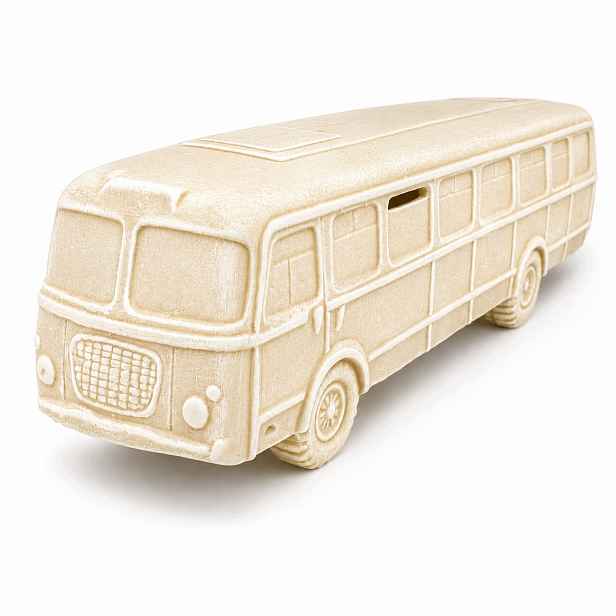 Velká keramická pokladnička Autobus Retro XXL pokladnička Ruční práce Ecru