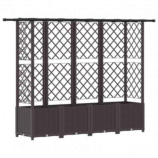 vidaXL Vyvýšený záhon s treláží a střechou Hnědá 202 x 40 x 136 cm PP