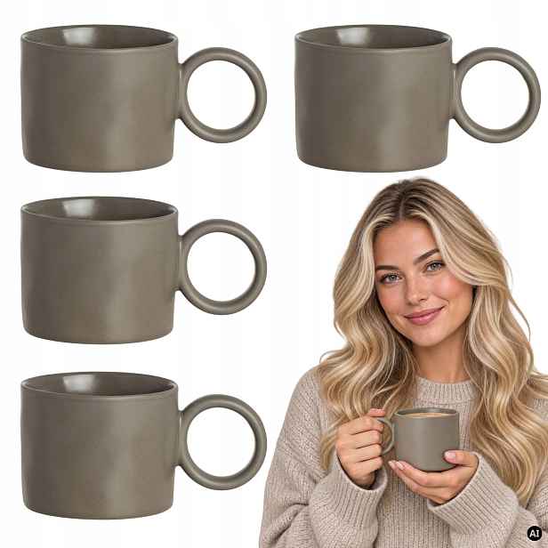 Šálky na čajovou kávu Komplet 4 ks porcelánový hrnek Sada Šálků 400 ml