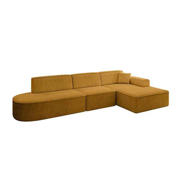 ALTDECOR ROHOVÁ SEDAČKA s otomanem, pravá IREA-L2-v3 327x165x77 Hořčicová Manšestr