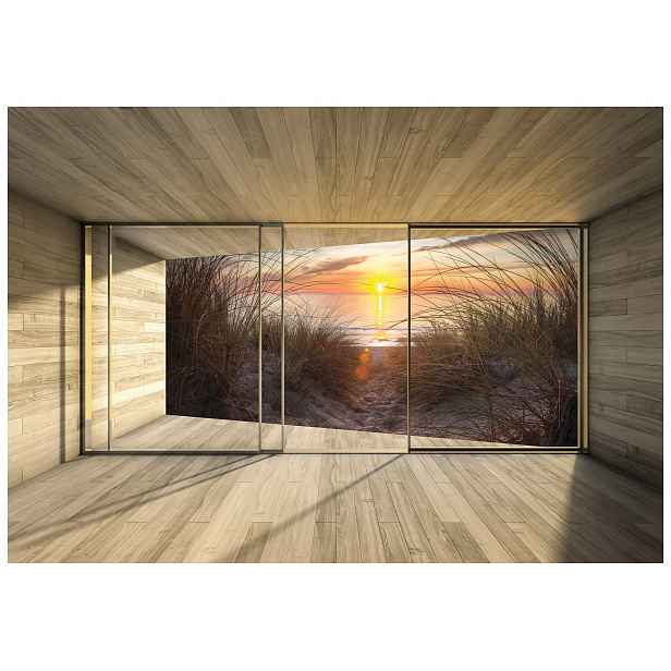 Fototapeta Pláž Moře Západ Slunce Pohled z okna Relaxace 208x146 lepidlo