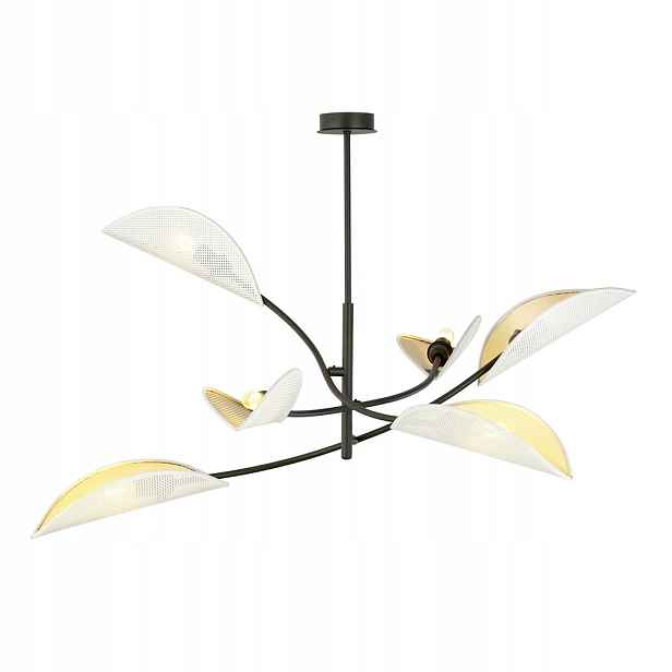 Stropní svítidlo Lotus 6-bodová bílo-zlatá E14 102 cm