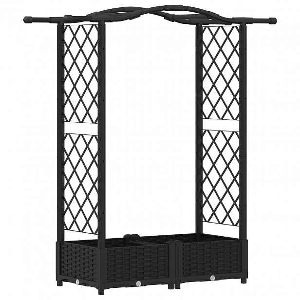 vidaXL Vyvýšený záhon s treláží a střechou Černá 124 x 40 x 123 cm PP