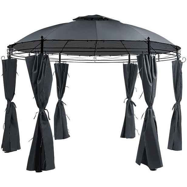 Zahradní altán s LED solárním osvětlením BestBerg BBGG-20 / 350 x 274 cm / šedá