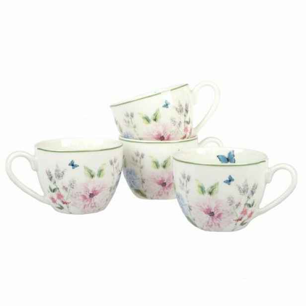 4dílná sada porcelánových šálků Flower Garden, 90 ml