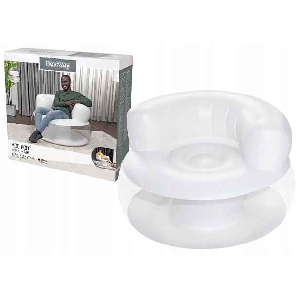 Nafukovací křeslo vločkované jednomístné Pvc 112x112x70 cm bílé do domácnosti