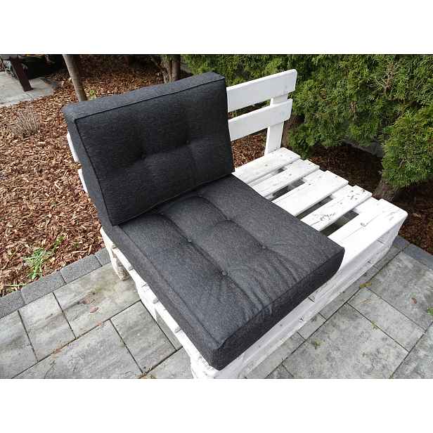 Polštáře na polovinu Paletu sada 2 kusů 80 x 60 Silver Černé s knoflíkem