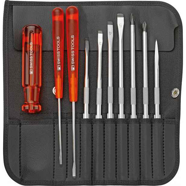 Sada trnů s rukojetí 10 ks ploché Ph pouzdro Pb Swiss Tools