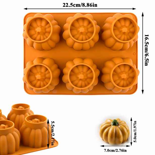 TEMU Silikonová forma na dýně s Halloweenu, forma na mousses, forma na dýňové cupcake, 3D forma na pečení, lze použít pro výrobu dortů, mousses,