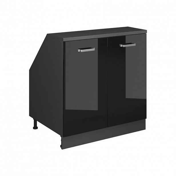 Vicco ŠIKMÁ SKŘÍŇ Rion Černý vysoký lesk 80 x 81.6 cm se 2 dveřmi, korpus skříně hloubka 60 cm