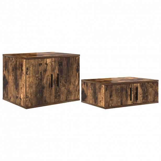 vidaXL Úložná skříňka 2 ks Kouřový dub 127 x 41 x 40 cm