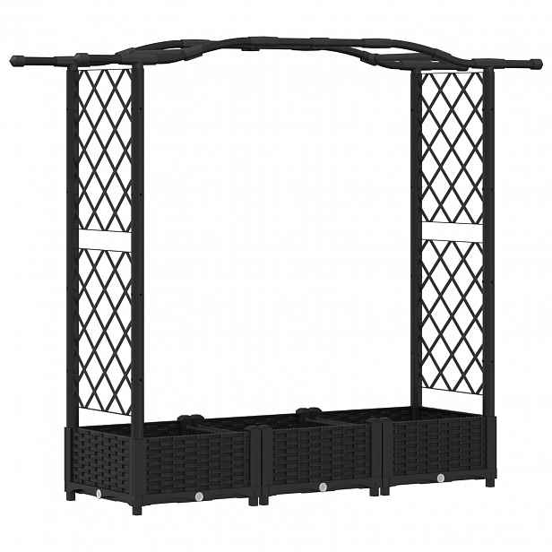 vidaXL Vyvýšený záhon s treláží a střechou Černá 169 x 40 x 123 cm PP