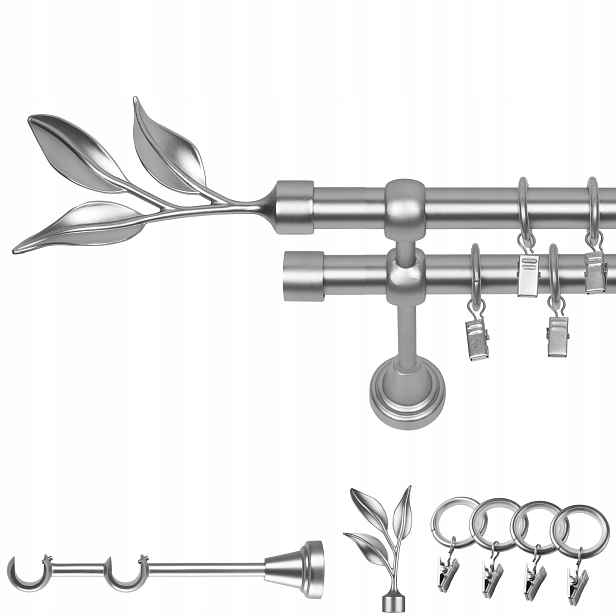 Garnýž Kovový Dvojitý 120 CM 19/19 MM Chrom Mat Bawaro Kolečka Na Žabky