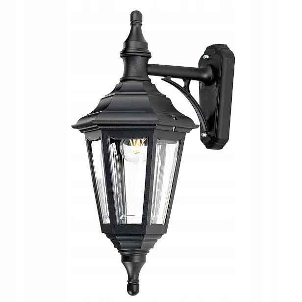 Klasické černé venkovní nástěnné svítidlo E27 60W Kinsale IP44 Elstead