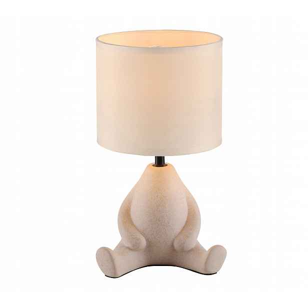 Noční lampa do ložnice, stolní lampa s stínítkem, béžová, sedící medvídek Ted