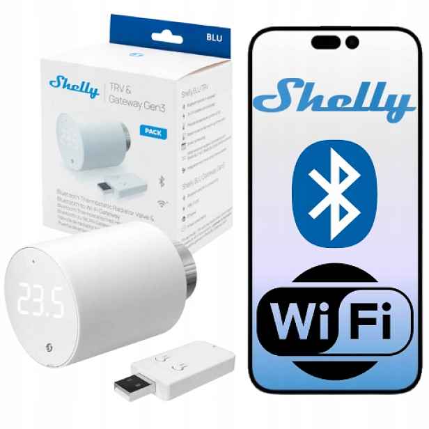 Shelly Blu Trv Pack – inteligentní termostatická kartuše Bluetooth Gen3 brána