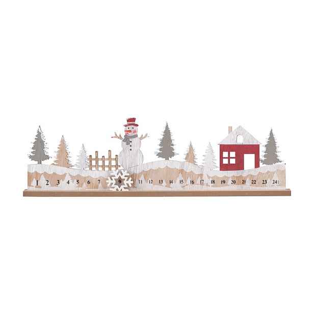 TEMU Adventní kalendář dřevěný bílá a šedá 45x15 cm