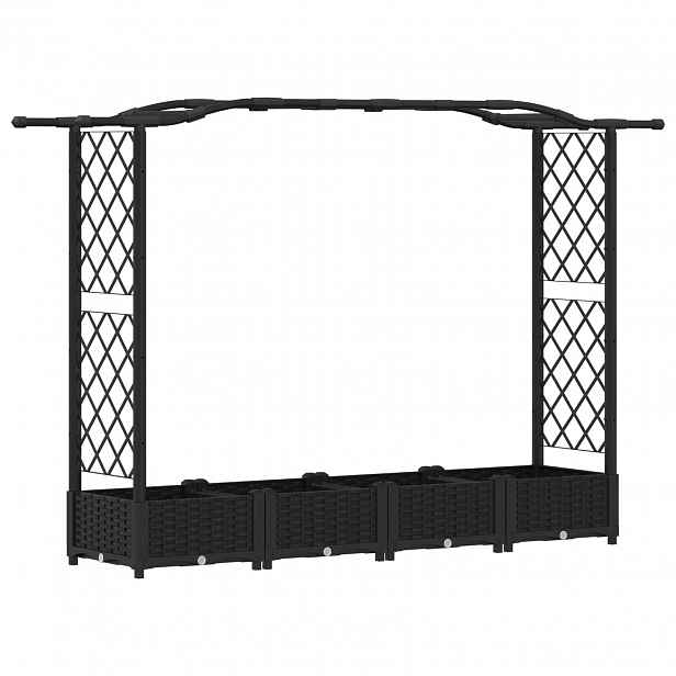 vidaXL Vyvýšený záhon s treláží a střechou Černá 207 x 40 x 123 cm PP