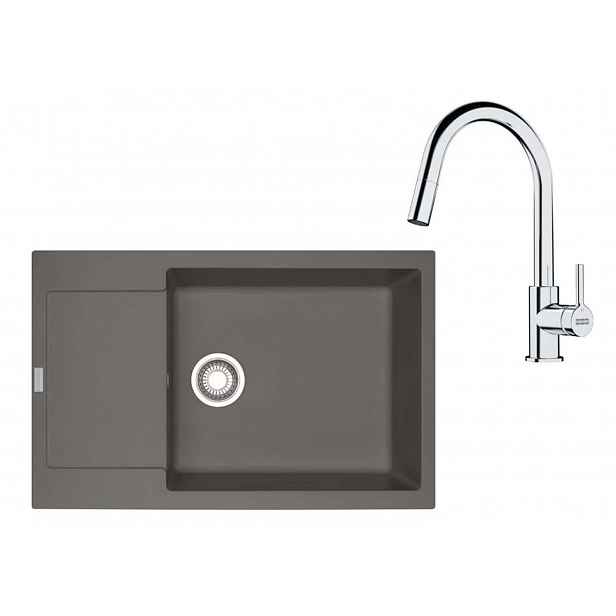 Franke - Kuchyňský set G260ŠK, fragranitový dřez MRG 611-78 BB a baterie FS 3229.031, šedý kámen/chrom 114.0700.725