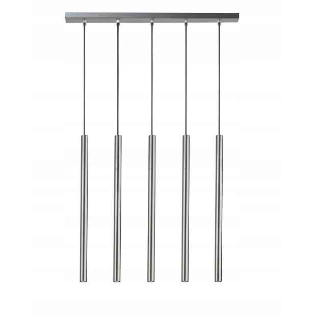 Moderní dekorativní závěsná lampa stříbrná 5 tub 60 cm nad barový stůl Sigma
