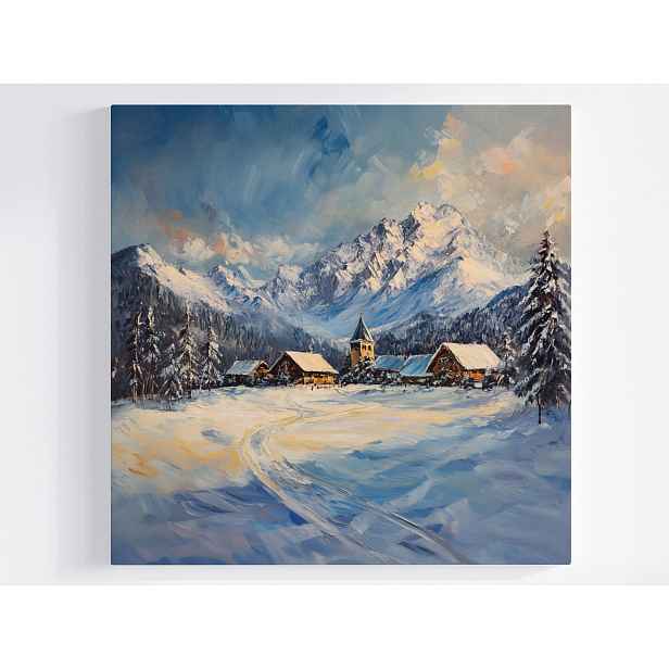 Obraz Na Plátně Canvas Pohled Na Hory Tatry Vesnice Domy Osada Zima Sníh 50x50