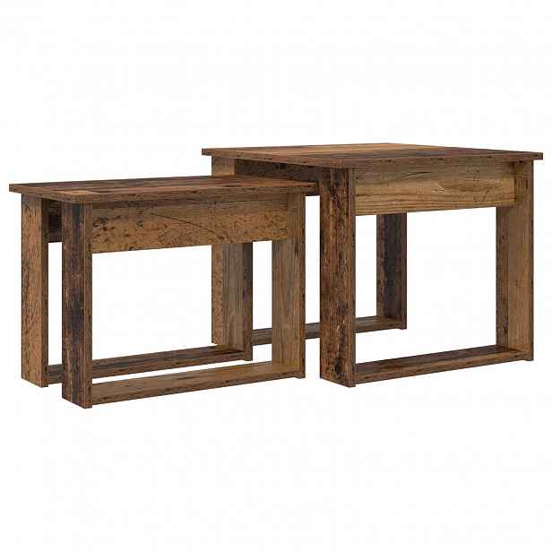 vidaXL Sada konferenčních stolků 2 ks Staré dřevo 50 x 52 x 42 cm
