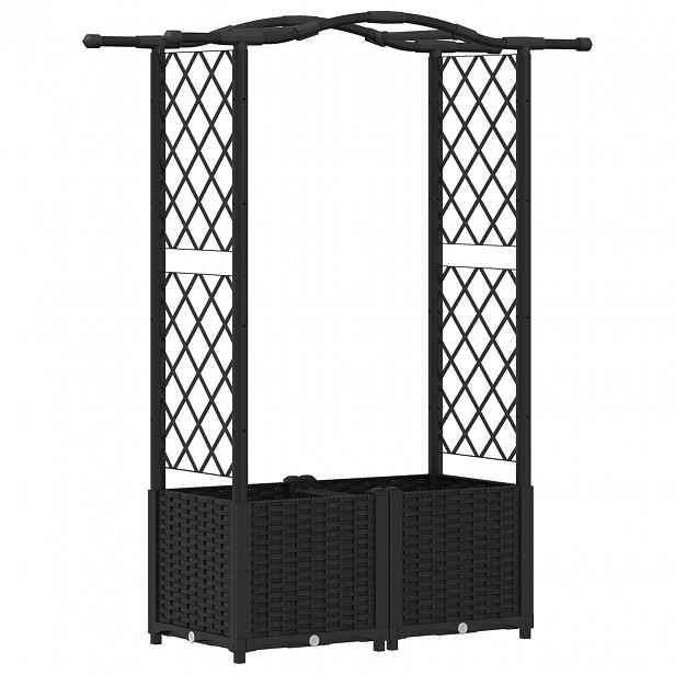 vidaXL Vyvýšený záhon s treláží a střechou Černá 125 x 40 x 138 cm PP