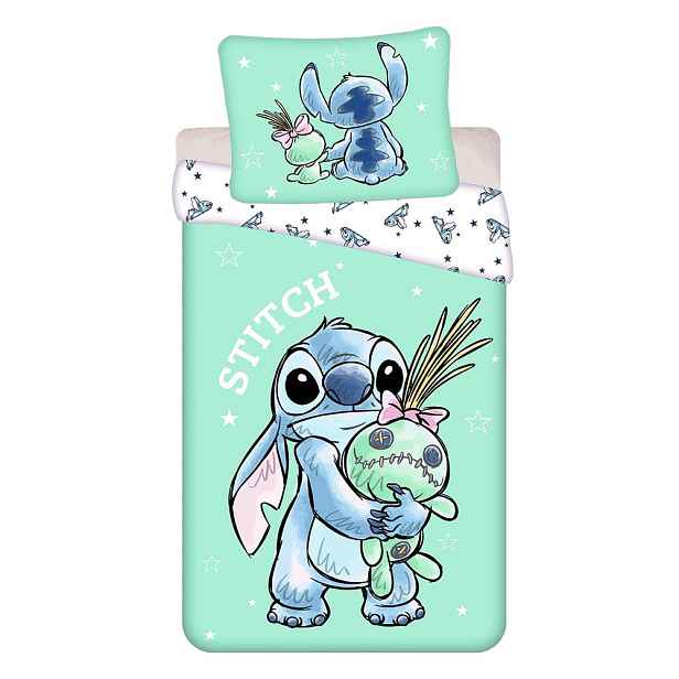Bavlněné dětské povlečení na jednolůžko v mentolové barvě 140x200 cm Lilo & Stitch "Buddies" – Jerry Fabrics