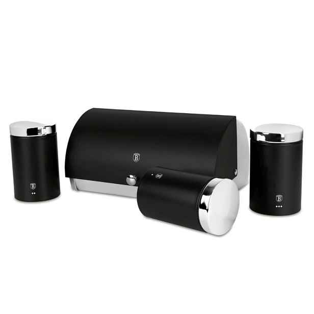 BERLINGERHAUS Chlebník a sada dóz na potraviny 4 ks Matte Black Collection BH-6733