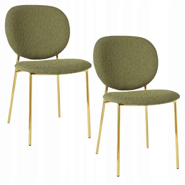Čalouněná židle Bouclé Ulrica designová zelená, sada 2 ks