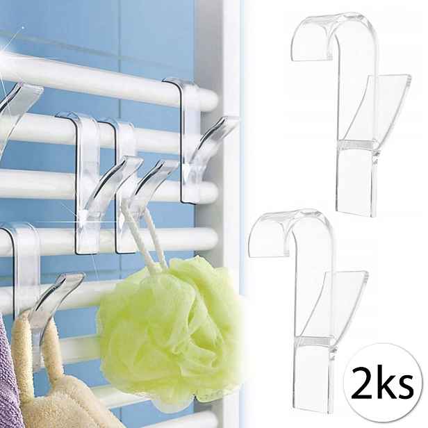 HomePRO 1505 Háčky na ručníky, utěrky plastové, transparentní 2ks