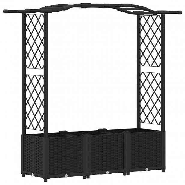 vidaXL Vyvýšený záhon s treláží a střechou Černá 164 x 40 x 138 cm PP