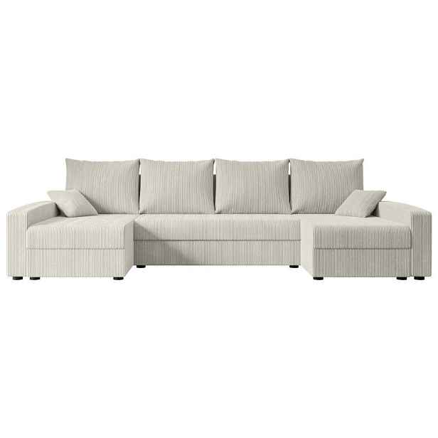 ALTDECOR SEDACÍ SOUPRAVA ve tvaru U s funkcí spaní a úložným prostorem ALESIA-U 301x140x90 Krémová Manšestr