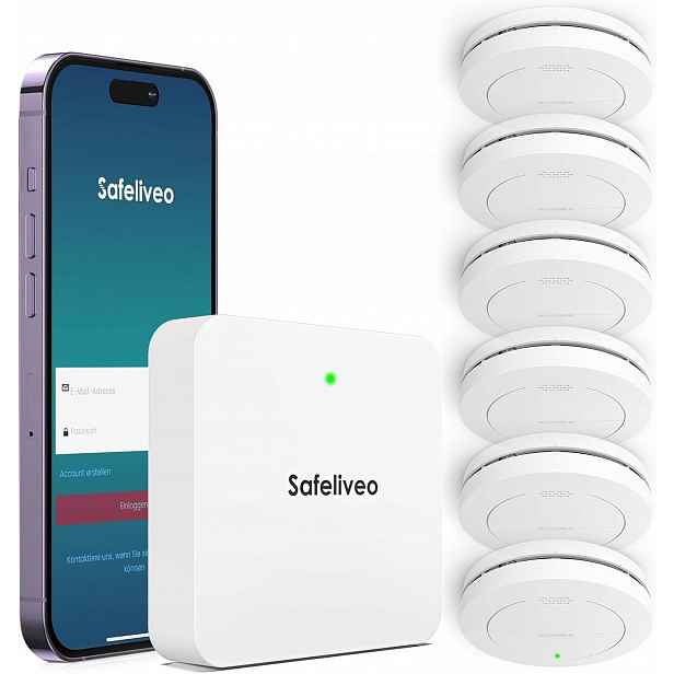 Detektor Detektoru Kouře Bezpečnostní Alarm Safeliveo Sada 6 Ks Stanice