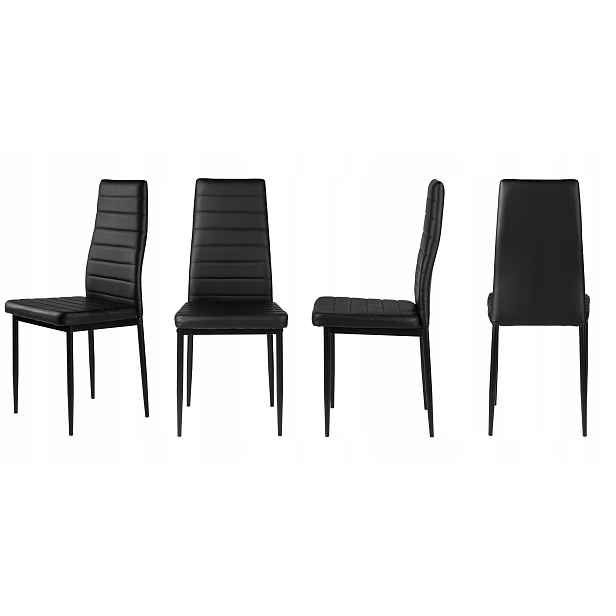 ModernHome DC855-4 Sada 4 jídelních židlí z eko kůže, černé